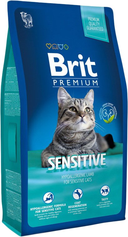 

Сухой корм для кошек Brit Premium Sensitive для взрослых кошек с чувствительным пищеварением с ягненком и индейкой 8 кг