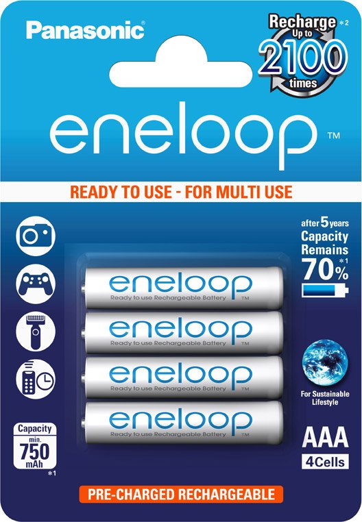 

Аккумулятор Panasonic Eneloop AAA 750mAh 4 шт. (BK-4MCCE/4BE)