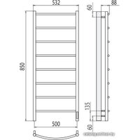 Полотенцесушитель TERMINUS Классик П8 500x850 RAL 9005 электро (черный)