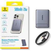 Внешний аккумулятор Baseus PicoGo AM31 Mini Magnetic Power Bank with Stand 20W 5000mAh (серый)