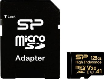 Silicon-Power Golden Series High Endurance microSDXC SP128GBSTXDV3V1HSP 128GB (с адаптером)