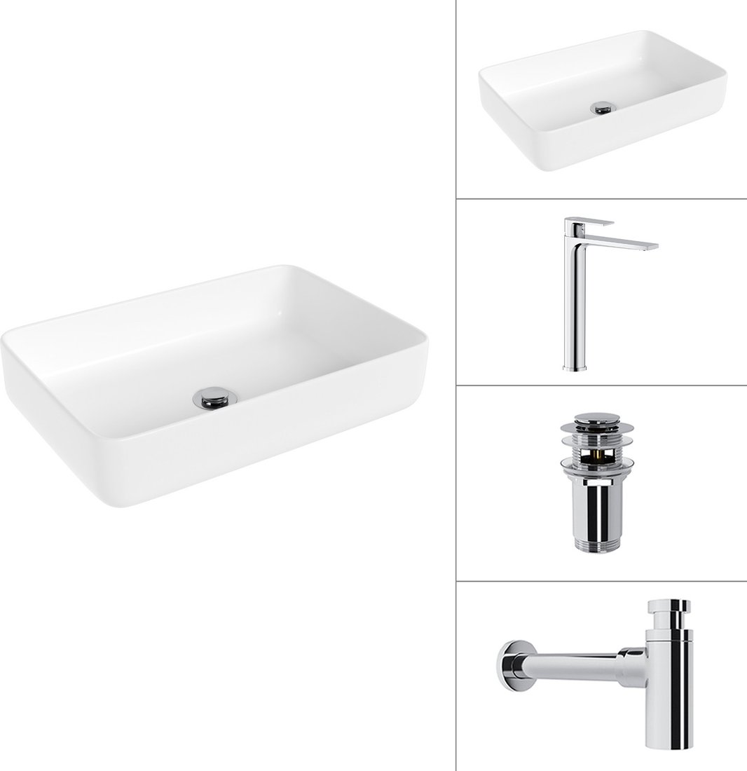 Умывальник Lauter 21487-50 + Reef 21CK8678C + сифон 21635CH + дон.клапан 21190CH (хром)