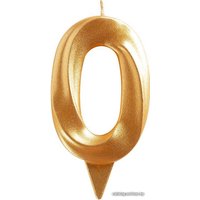 Свеча для торта Мультидом Грань Цифра 0 МС5-10 (золото)