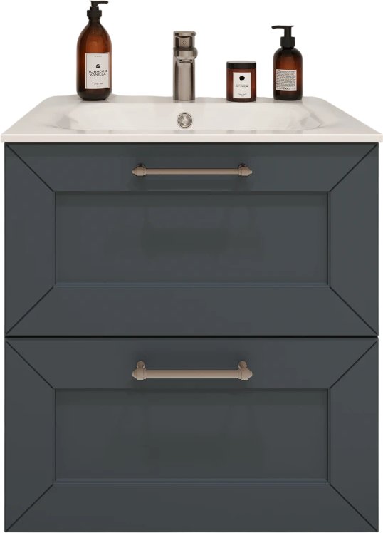 TERMINUS Тумба с умывальником Виктория 60x62x45 с 2 ящиками VIC10602703101O (серый шелк)