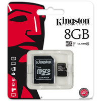 Карта памяти Kingston microSDHC (Class 10) U1 8GB + адаптер [SDCIT/8GB]