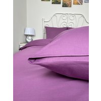 Семейный комплект постельного белья Реноме Семейный Темно-синяя коллекция OS-002 (сатин, сливовый)