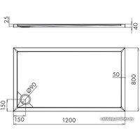 Душевой поддон Omnires Merton 80x120 (правый)