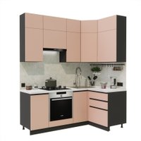 Готовая кухня ВерсоМебель Эко Премиум 1.2x2.0 правая (пудровый/ст. мрамор лацио) в Борисове