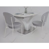 Кухонный стол Аврора Нотр Дам Moderne 1400/1800x850 (камень светло-серый Greys Snow/белый муар)
