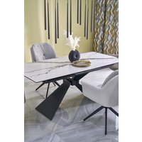 Кухонный стол Halmar Luciano 180-230/90/76 (белый мрамор/черный)