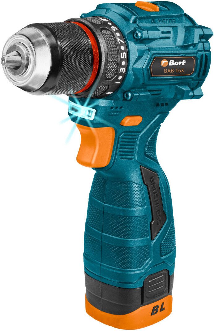 Дрель-шуруповерт Bort BAB-16X 93414905 (с 2-мя АКБ, кейс)