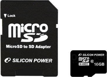 

Карта памяти Silicon-Power microSDHC (Class 10) 16 Гб + адаптер (SP016GBSTH010V10-SP)