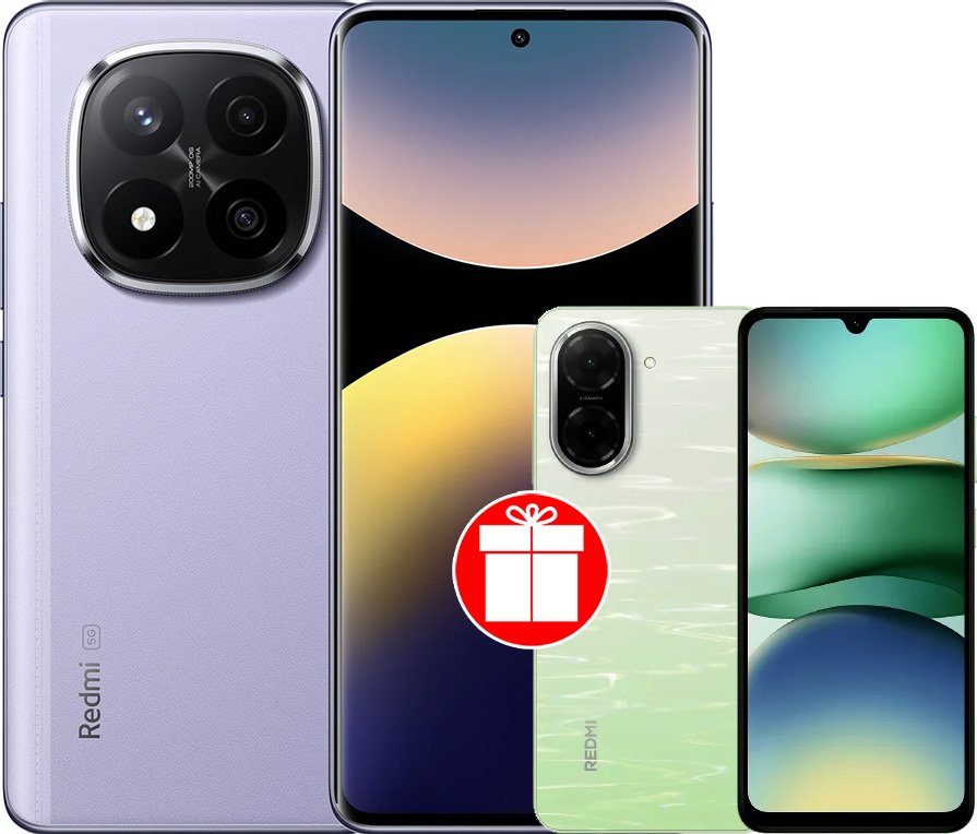 

Телефон Xiaomi Redmi Note 14 Pro+ 5G 8GB/256GB международная версия (фиолетовый) + Xiaomi Redmi A5 3GB/64GB (зеленое озеро) по акции