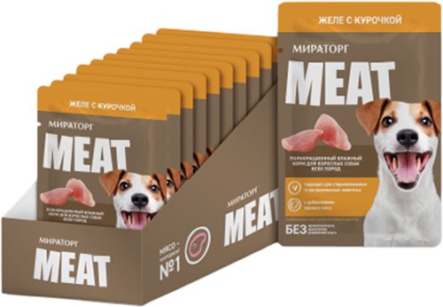 Консервированный корм для собак Мираторг Желе с курочкой для взрослых собак всех пород 28x80 г