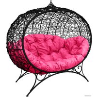 Садовый диван M-Group Улей на ножках 11220408 (черный ротанг/розовая подушка)