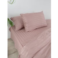 Евро комплект постельного белья Samsara Страйп-сатин Евро 50х70 (пыльная роза)