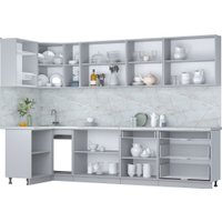 Готовая кухня Интерлиния Мила Пластик 1.2x3.1 (туманный глянец/слива/серый каспий) в Солигорске