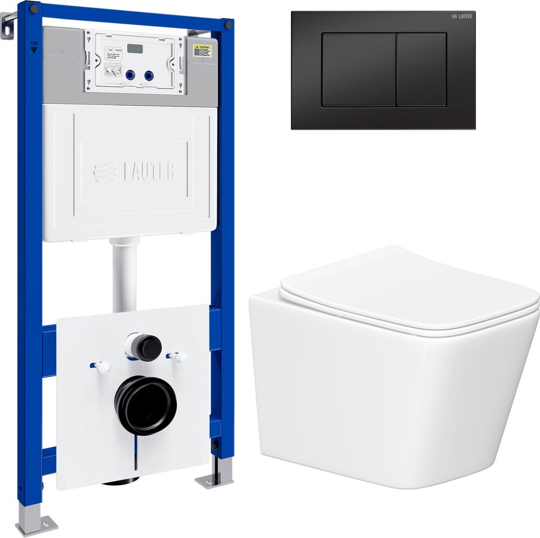 

Унитаз подвесной Lauter Square 214903 с кнопкой 219704J (прямоугольная, черный)