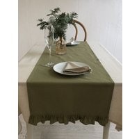 Дорожка на стол ОМурМебель 140x40см с рюшами (мятный)
