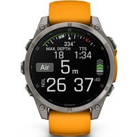 Умные часы Garmin Fenix 8 Sapphire, Titanium 47мм (светло-серый, оранжевый силиконовый ремешок)