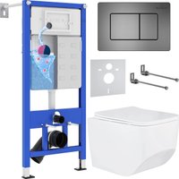 Унитаз подвесной Roxen Boro One Rimless 6 в 1 StounFix Dual Fresh 621774 (оружейная сталь/металл)