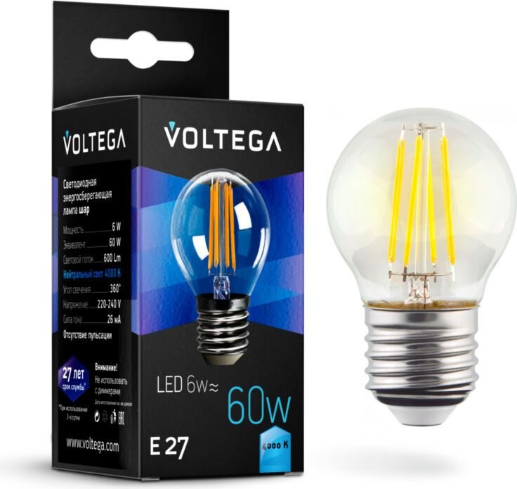 

Светодиодная лампочка Voltega Crystal Globe 6W 4000K E27 7024
