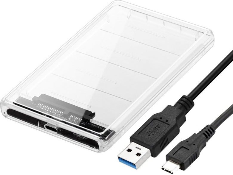 

Бокс для накопителей 2.5" USBTOP SATA – USB-C – USB3.0 (пластик, прозрачный)