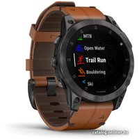 Умные часы Garmin Epix Sapphire Gen 2 (черный титан/каштановый кожа)