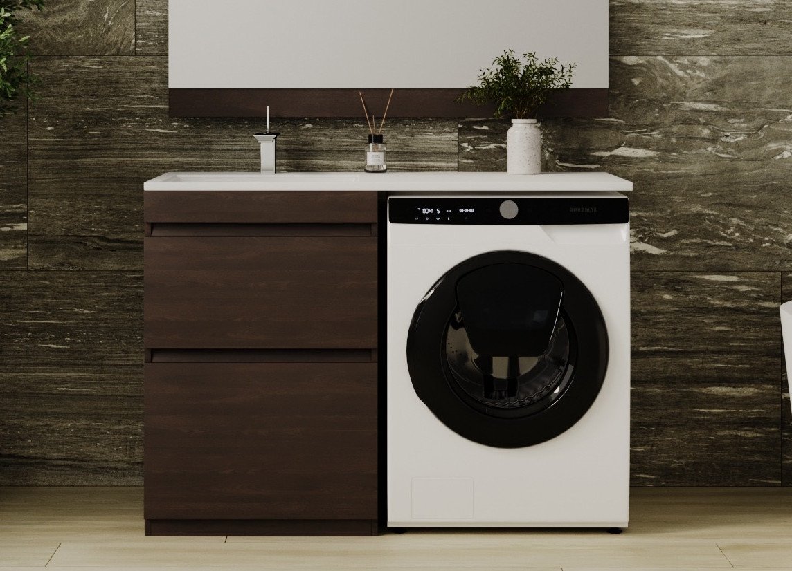 Symbolite Тумба с умывальником Даллас 120 Люкс Plus + Даллас 120x48 (левый, венге)