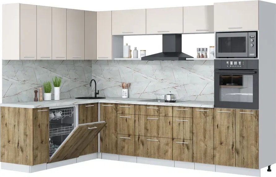 

Готовая кухня Интерлиния Мила Лайт 1.896х2.98-2 ( персидский жемчуг/дуб веллингтон/серый каспий)