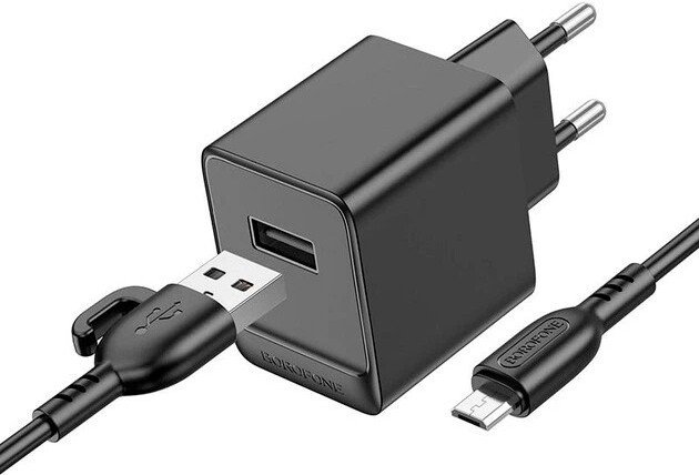 Сетевое зарядное Borofone BAS11A microUSB (черный)