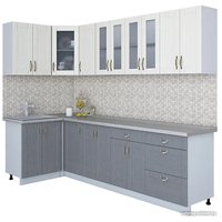 Готовая кухня Интерлиния Мила Крафт 1.2x2.8 (дуб серый/дуб полярный/травертин серый)