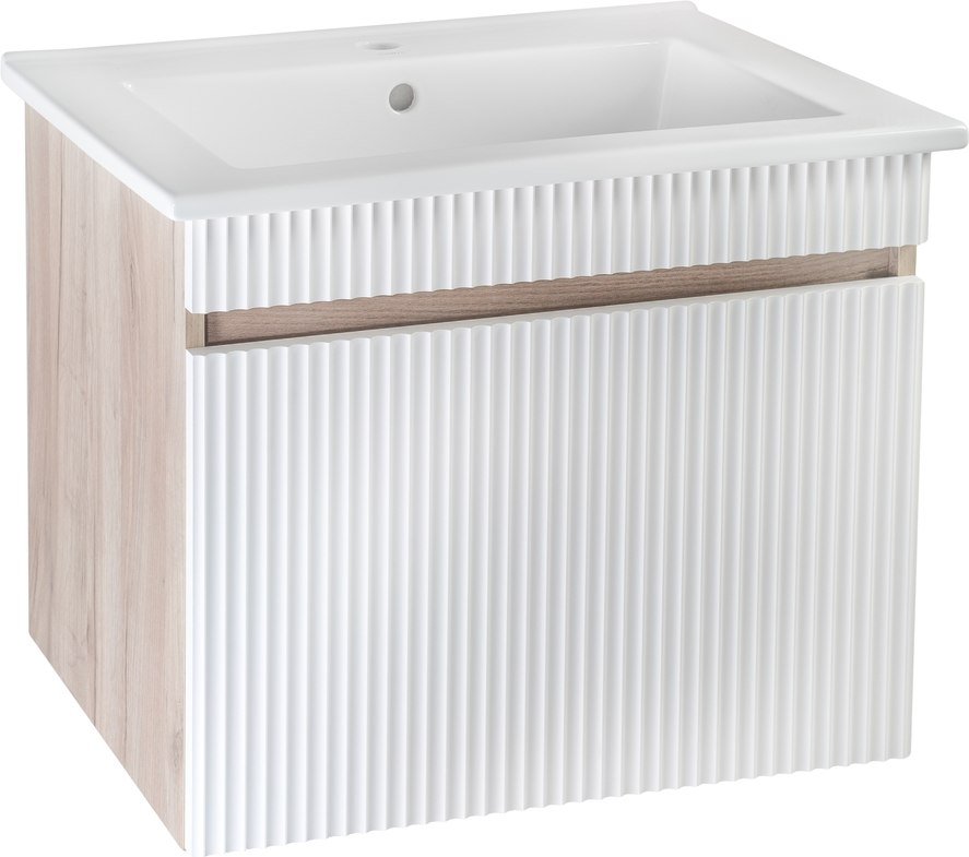 

Runo Тумба с умывальником Runo Модена 75 + Оскар 75 (подвесная, крафтовый дуб)