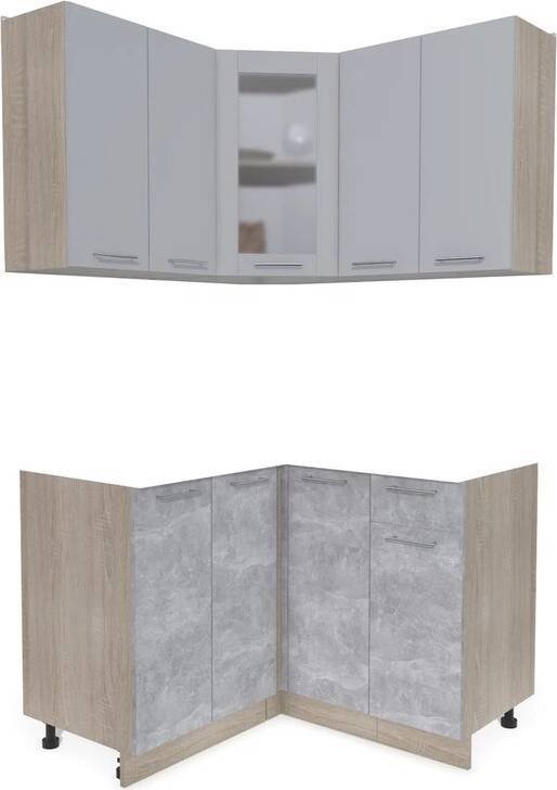 

Готовая кухня Интерлиния Мила 12x12 без столешницы (серебристый/бетон)