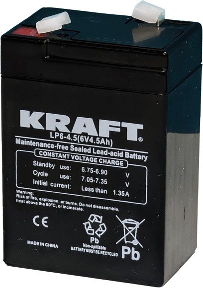 

Аккумулятор для ИБП KRAFT LP6-4.5 (6V/4.5Ah)