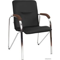 Офисный стул Белс Самба Chrome V 451375/V4 (кожзам черный/темный орех)