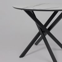 Кухонный стол Аврора Мехико 3Д D950 (камень белый/черный матовый)