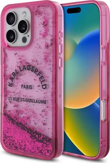 

Чехол для телефона Lagerfeld Liquid Glitter RSG logo для iPhone 16 Pro KLHCP16LLCRSGPF