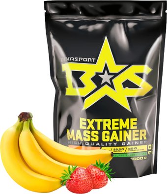 Протеин сывороточный (концентрат) Binasport Extreme Mass Gainer (1000г, клубника/банан)