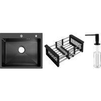 Кухонная мойка Schtoff Best Decor Black 5550 + коландер KR-1 BLACK + дозатор SD-1 BLACK
