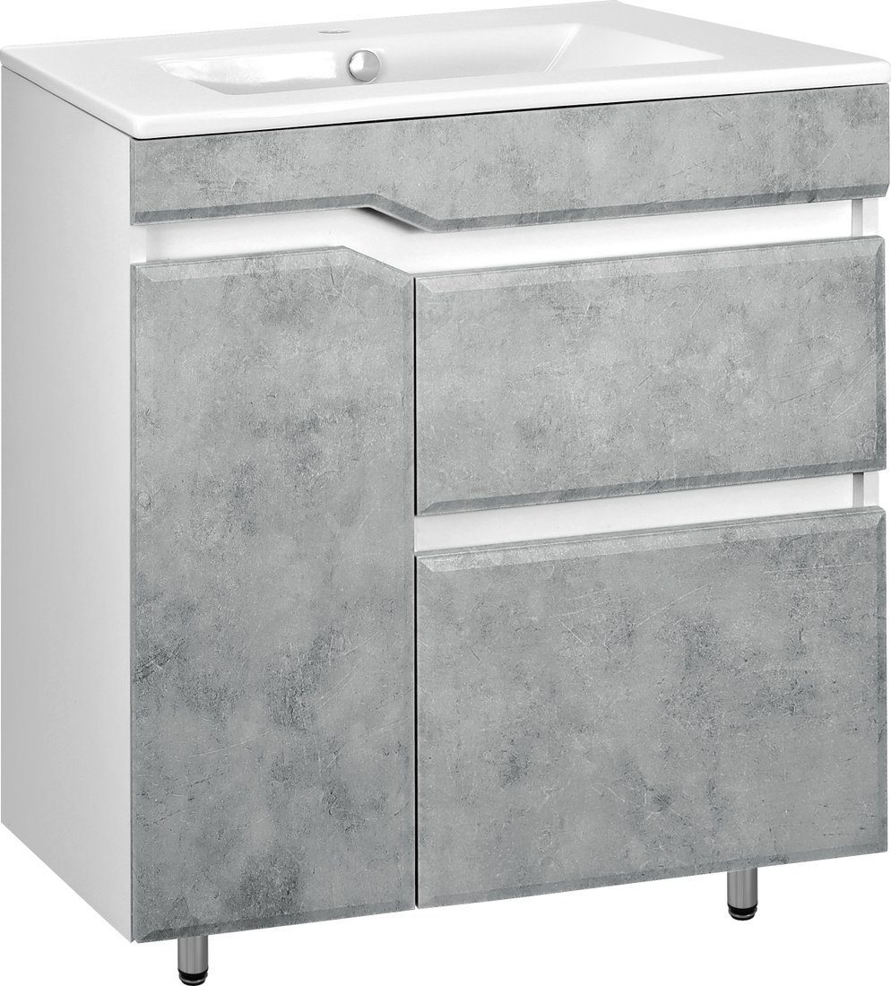 

Toppus Тумба Velvet 75 с умывальником Quadro (серый камень)