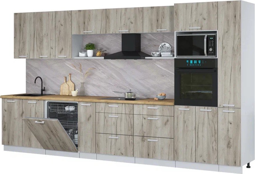 

Готовая кухня Интерлиния Мила Лайт 3.8-ПМ1 (дуб серый/дуб серый/дуб бунратти)