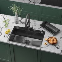 Кухонная мойка Roxen Simple 560220-70B PVD графит (с коландером и дозатором)