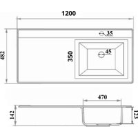 Умывальник Runo Гамма 120 лайт с левым крылом (белый)