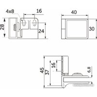 Петли для стекла AKS непроходная левая+правая хром в Бресте