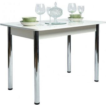 Кухонный стол Рамзес Прямоугольный 70x110/140 (белый глянец/ноги хром)
