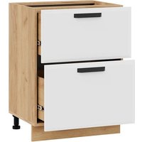 Шкаф напольный Трия Тиана 1Н8Я2 с двумя ящиками (дуб крафт золотой/белый супермат) в Солигорске