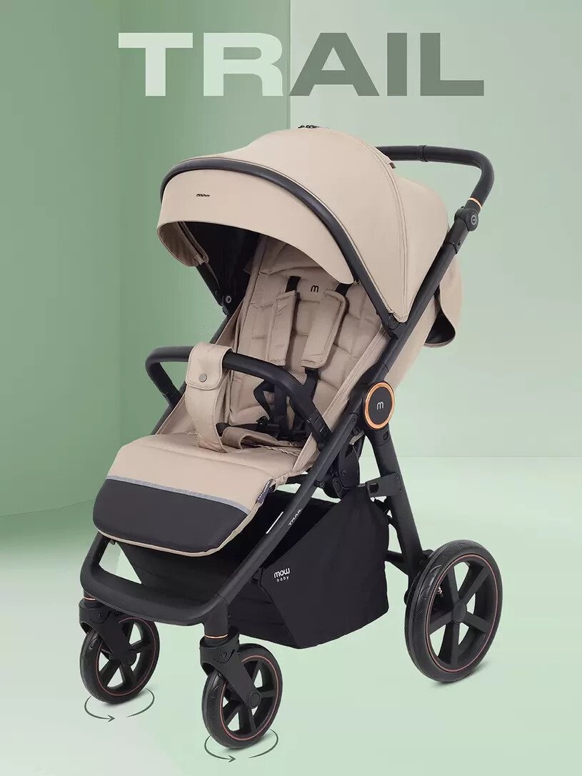 Коляска прогулочная «книга» MOWbaby Trail 2025 MB090 (бежевый)