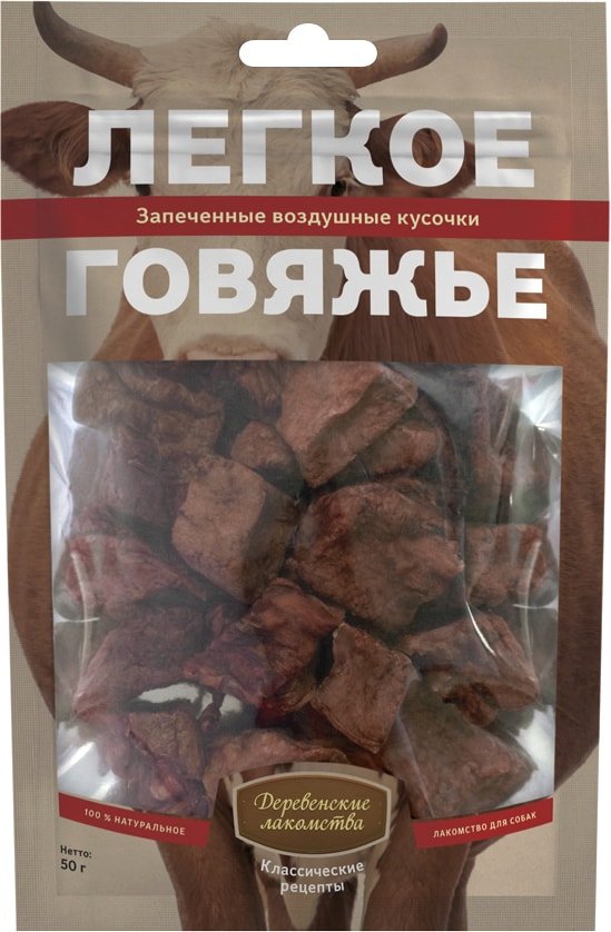 

Лакомство для собак Деревенские лакомства Легкое говяжье 50 г