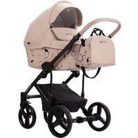 Универсальная коляска BEBETTO Magnum Light SE Pro (2 в 1, 01 светло-бежевая кожа/черная рама)